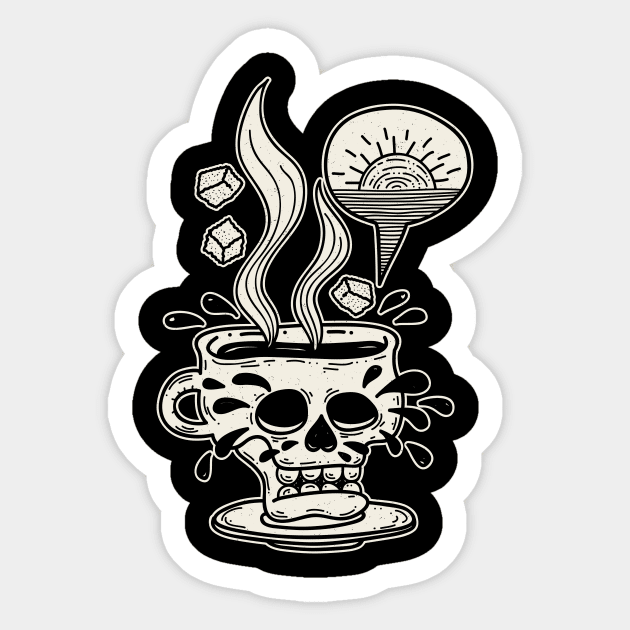 Pour Me Some Coffee As Black As My Soul In The Early Morning Sticker by Marina BH